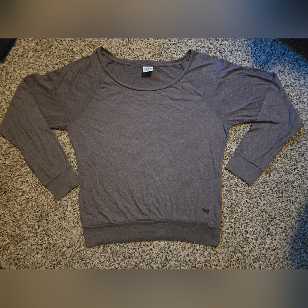 PINK Victoria's Secret Grey Soft Long Sleeve Top - Picture 3 of 5